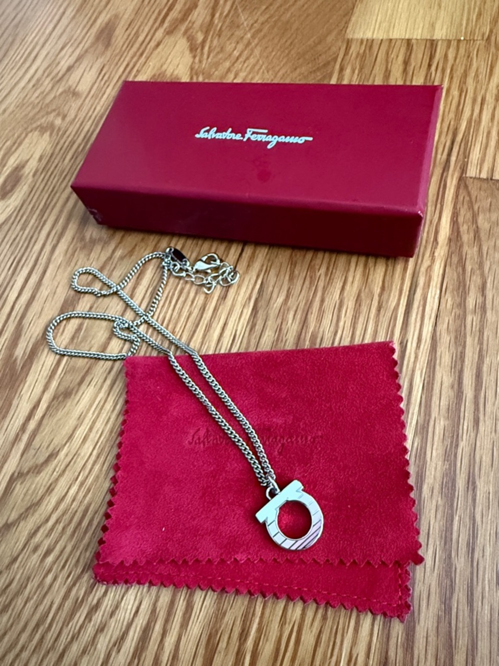 Salvatore Ferragamo Silver Gancini Pendant Necklace